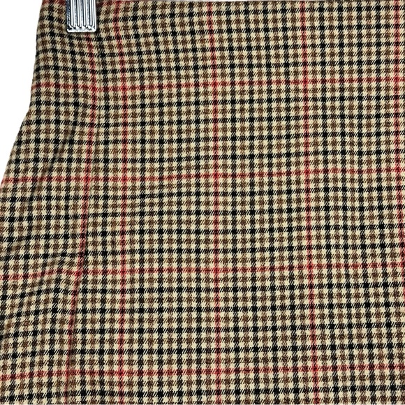 Brandy Melville Cara Glen Plaid Stretch Side Slit High Rise Mini Skirt Brown - Picture 9 of 13